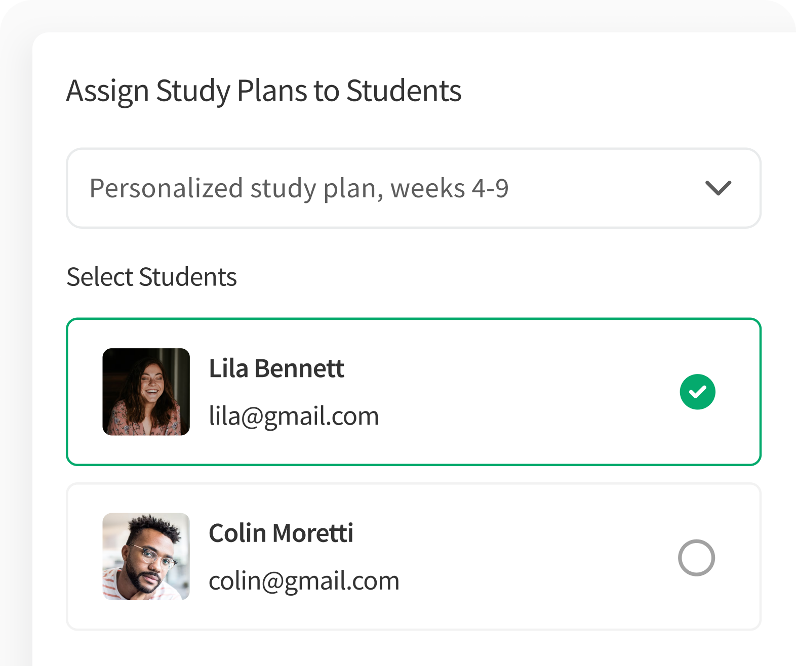 Personalized Study Plans Interface